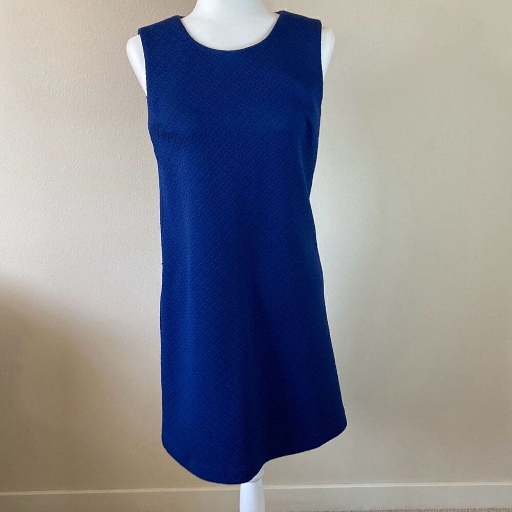 Tommy Hilfiger Womens Royal Blue Diamond Textured Knit Shift Dress Size 8